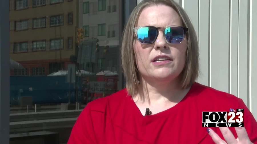 A woman being interviewed in the original FOX23 website video still